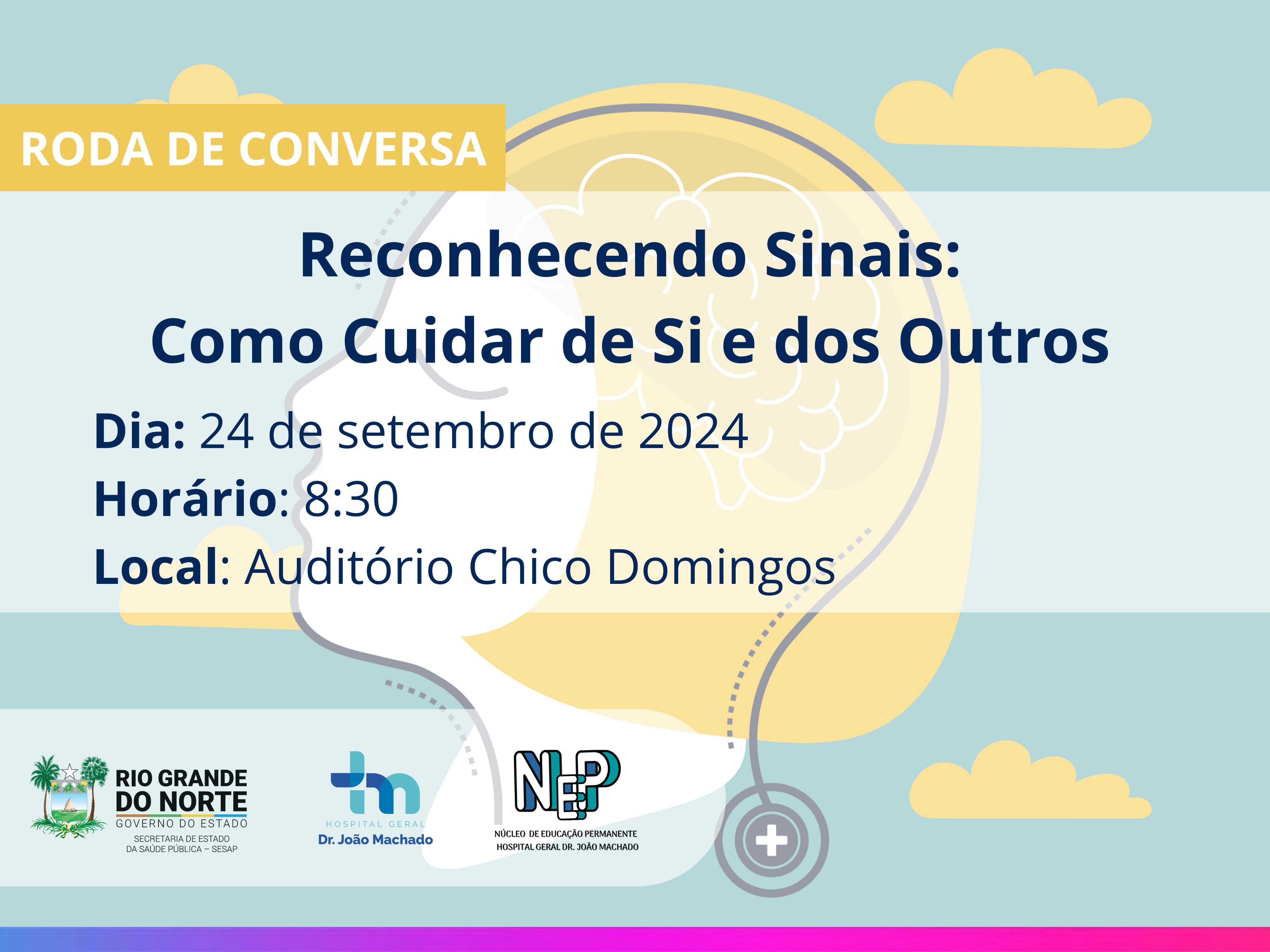 Banner do evento Reconhecendo Sinais: Como Cuidar de Si e dos Outros