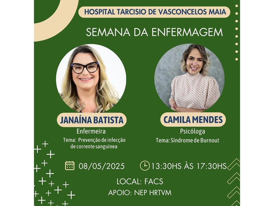 Banner do evento Prevenção de infecção de corrente sanguínea e Síndrome de Burnout
