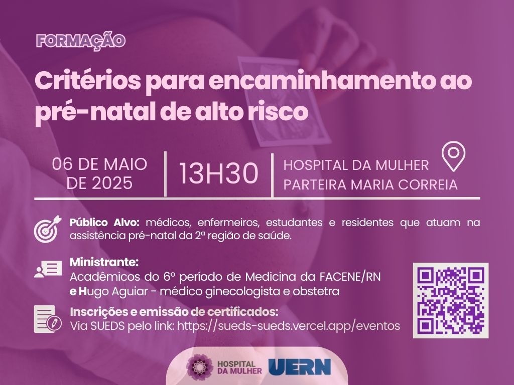 Banner do evento .Critérios para encaminhamento ao pré-natal de alto risco.