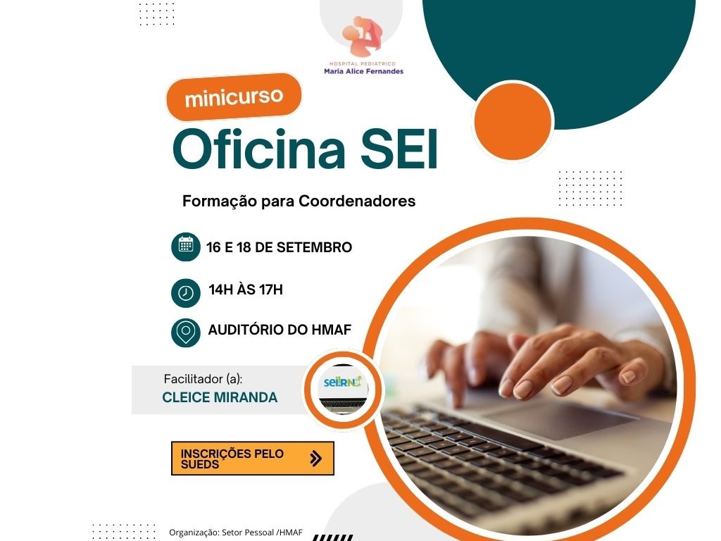 Banner do evento Oficina SEI : formação para Coordenadores