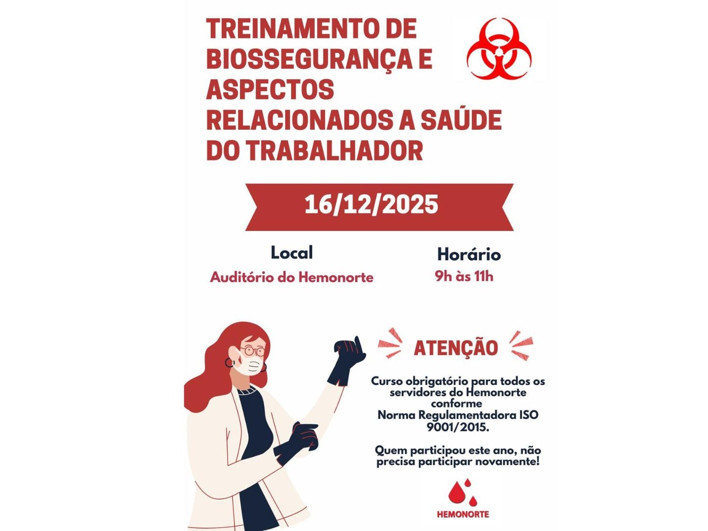 Banner do evento Biossegurança e aspectos relacionados a saúde do trabalhador