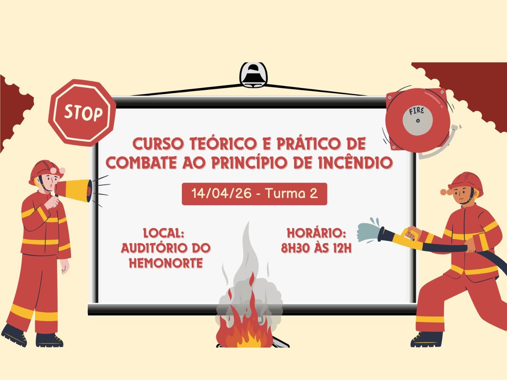 Banner do evento CURSO TEÓRICO E PRÁTICO DE COMBATE AO PRINCÍPIO DE INCÊNDIO - TURMA 2