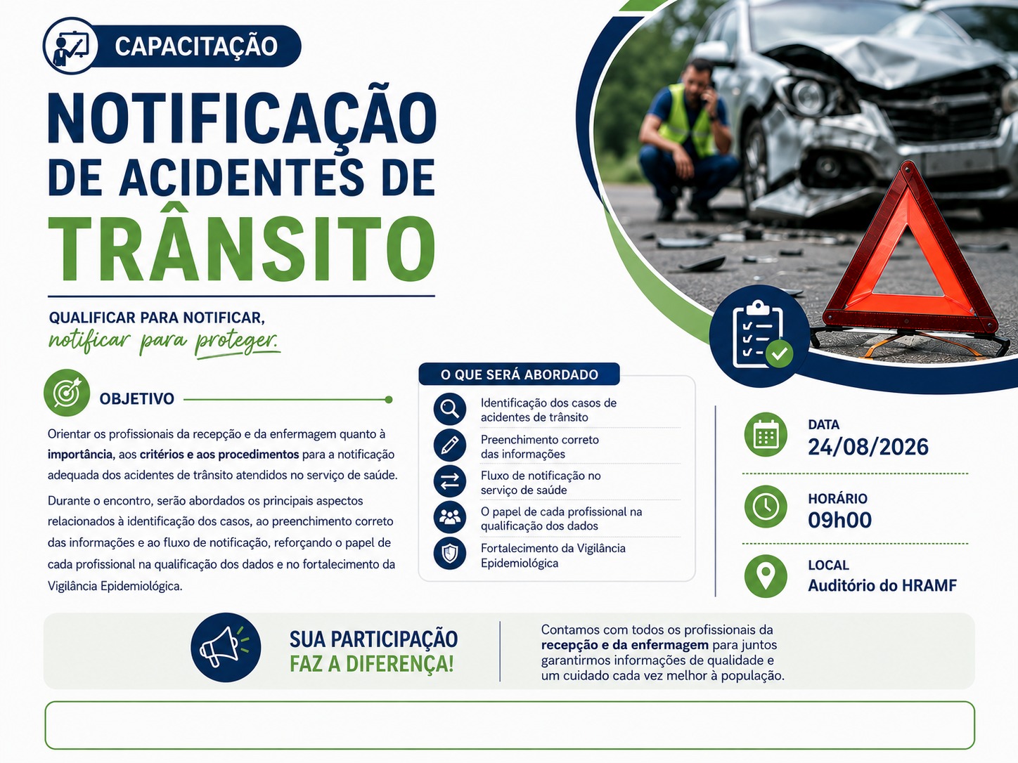 Banner do evento : Capacitação em Notificações dos acidentes de trânsito